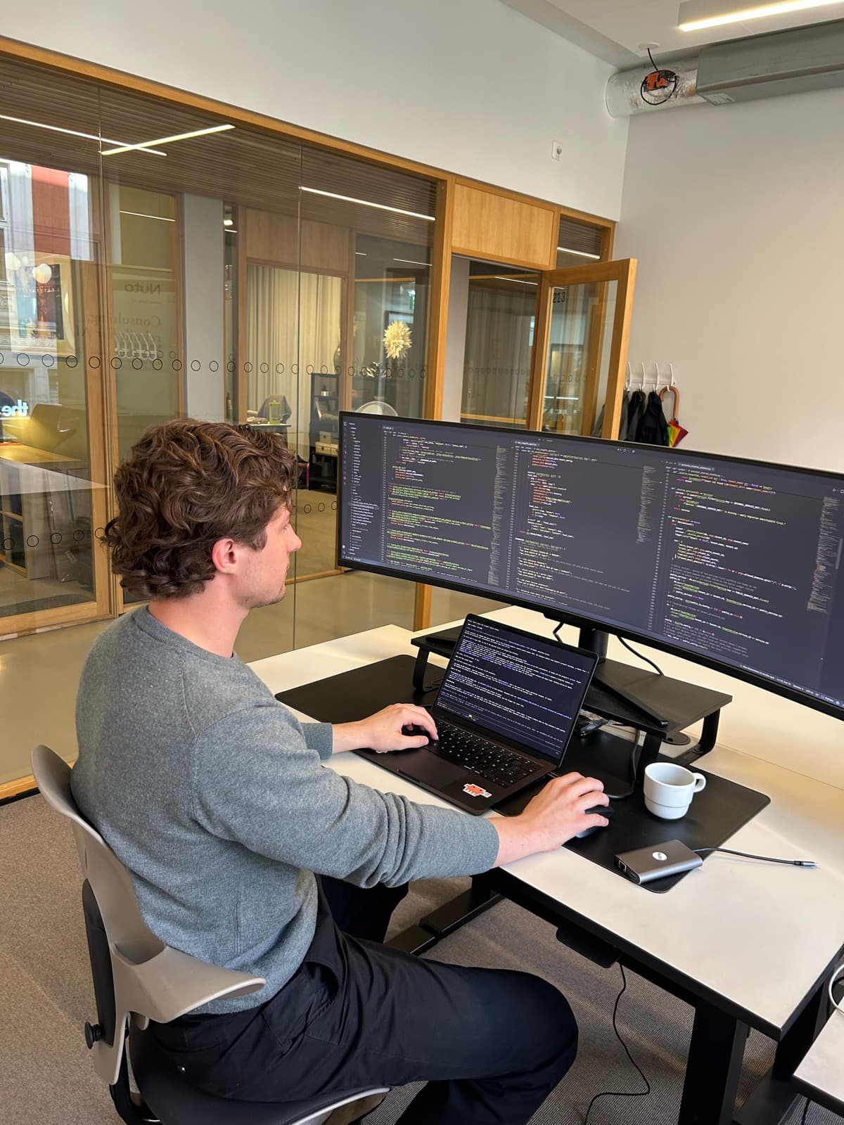 One of the Nuto team programming at the office
